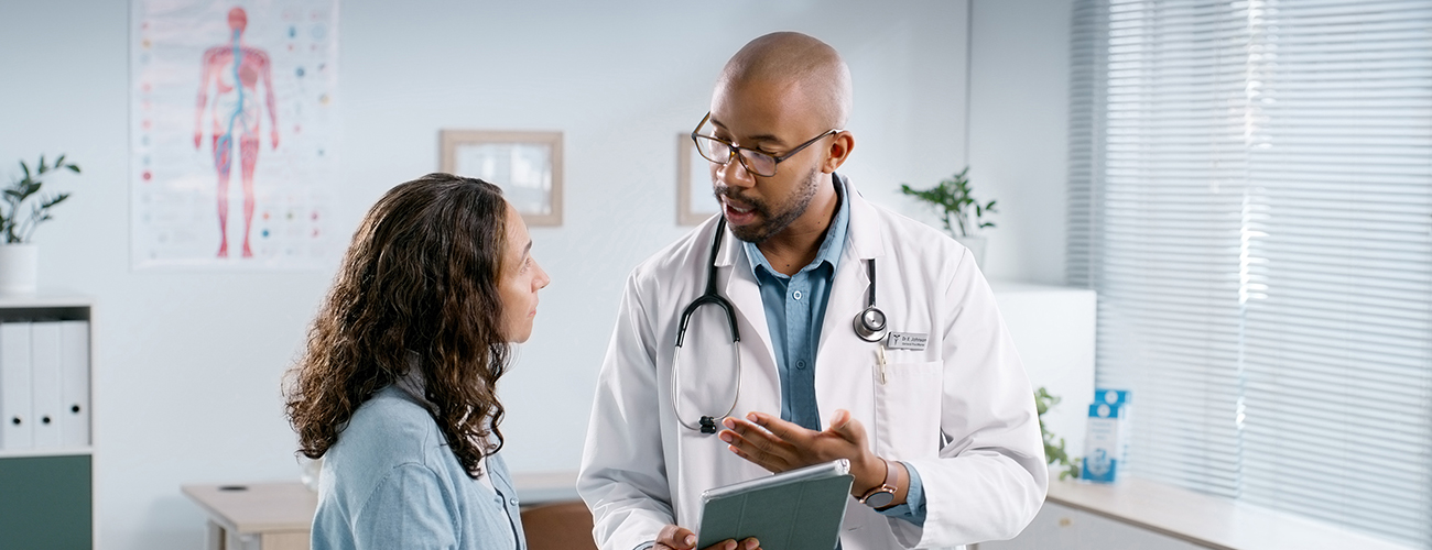Clinician meeting with patient